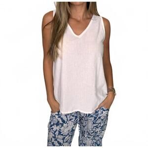 NEW SOLE elise linen top in white